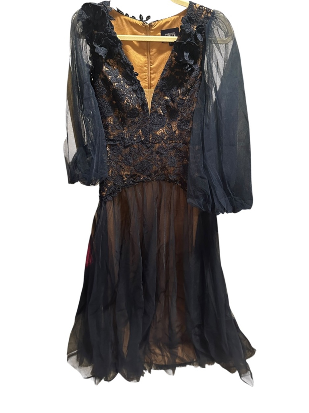 Marchesa Notte Navy Evening Gown